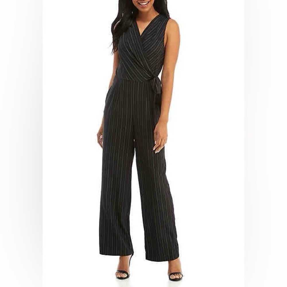 Emma & Michele Black Pinstripe Jumpsuit